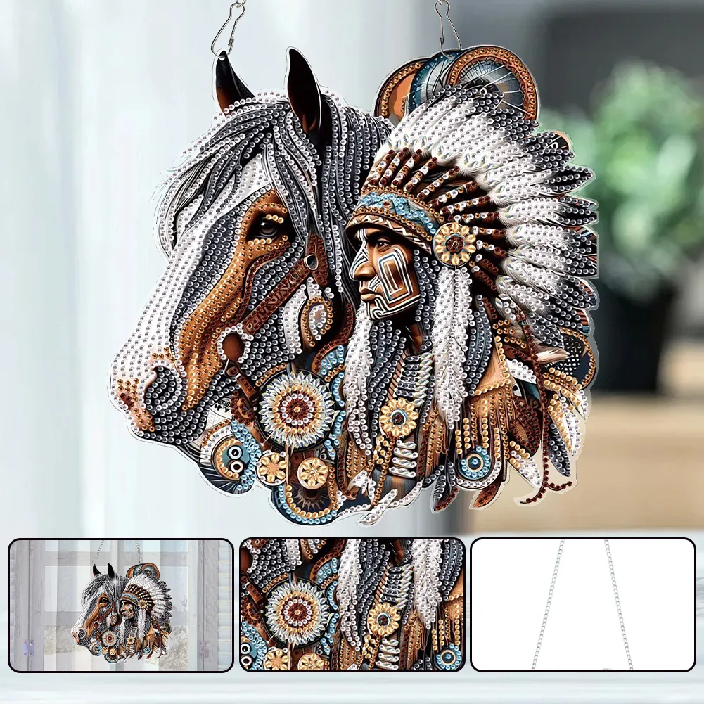 Indians 2D Flat DIY Rhinestone Diamond Art Pendants DIY Home Decor Hanging Charm