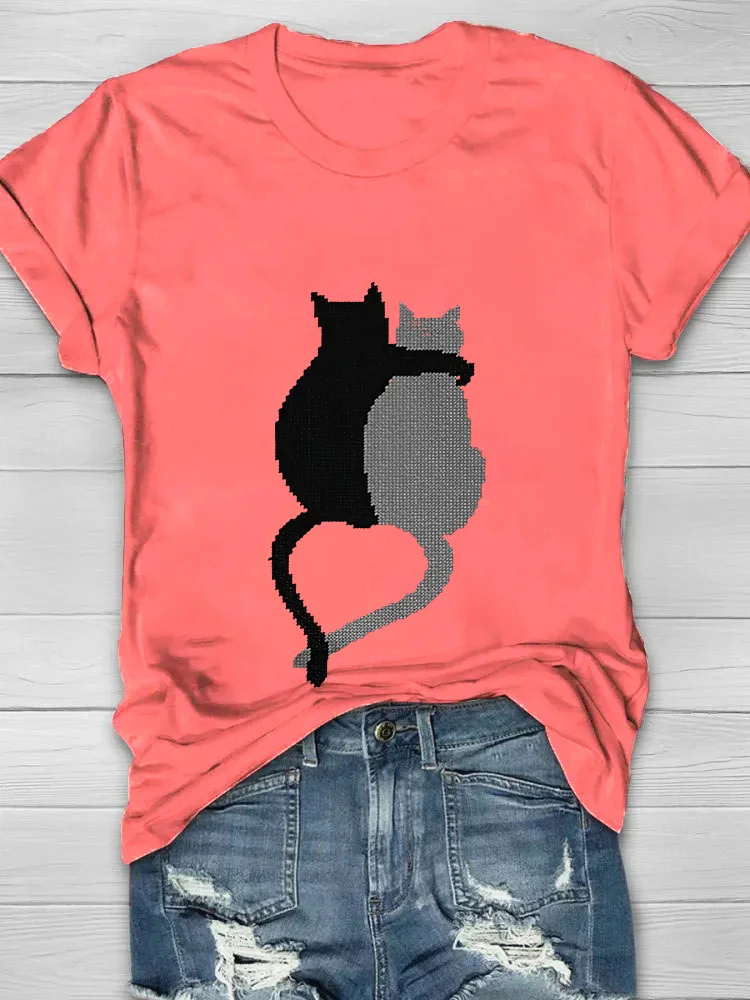 Cat Pals Printed Crew Neck Women's T-shirt