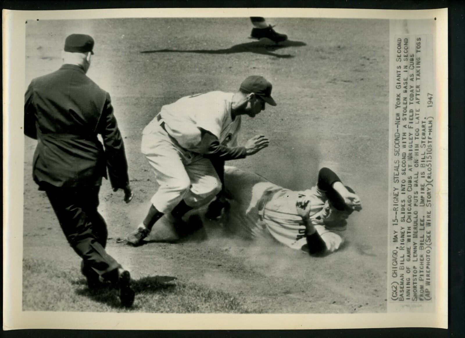 Lennie Merullo & Bill Rigney 1947 Press Photo Poster painting Chicago Cubs New York Giants