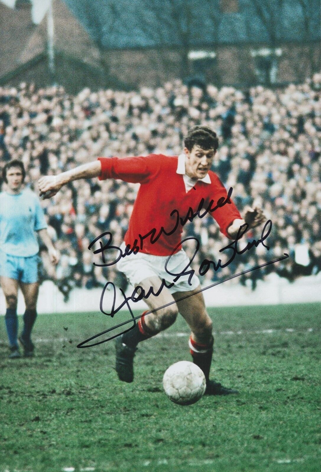 Alan Gowling Hand Signed Manchester United 12x8 Photo Poster painting 1.