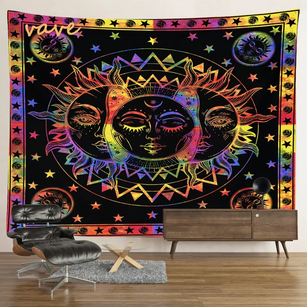 Nigikala Sun Moon Mandala Tapestry Wall Hanging Boho Hippie Witchcraft Astrology Cloth Fabric Tapestry Aesthetic Room Bedroom Decor