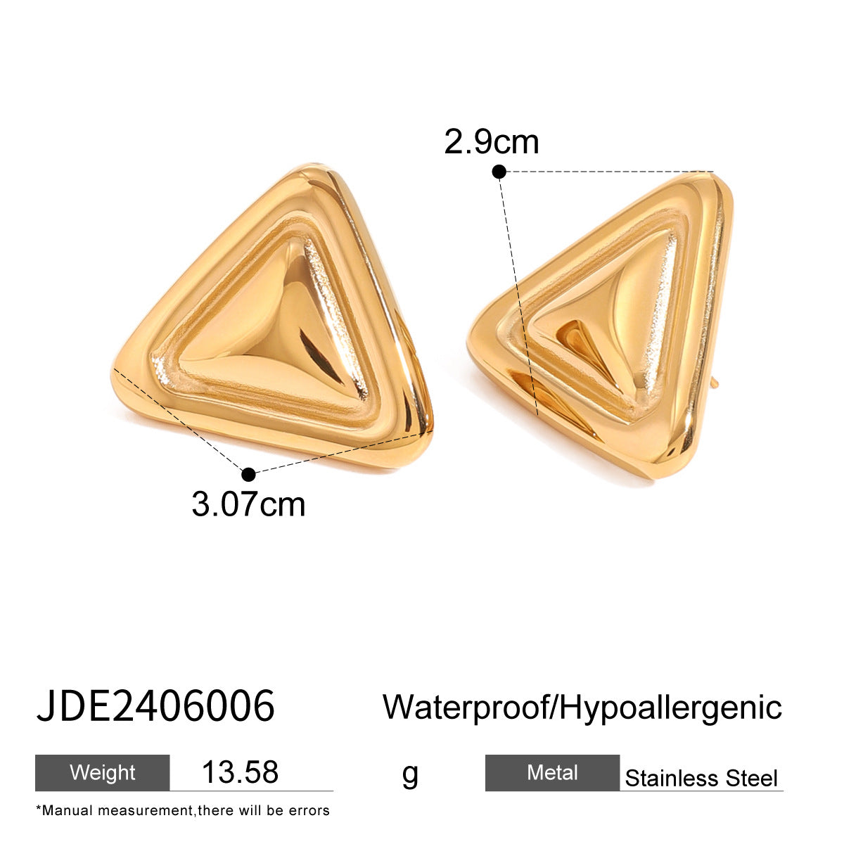 Jie Ding Stainless Steel Triangle Earrings Niche Earrings Titanium Steel Earrings