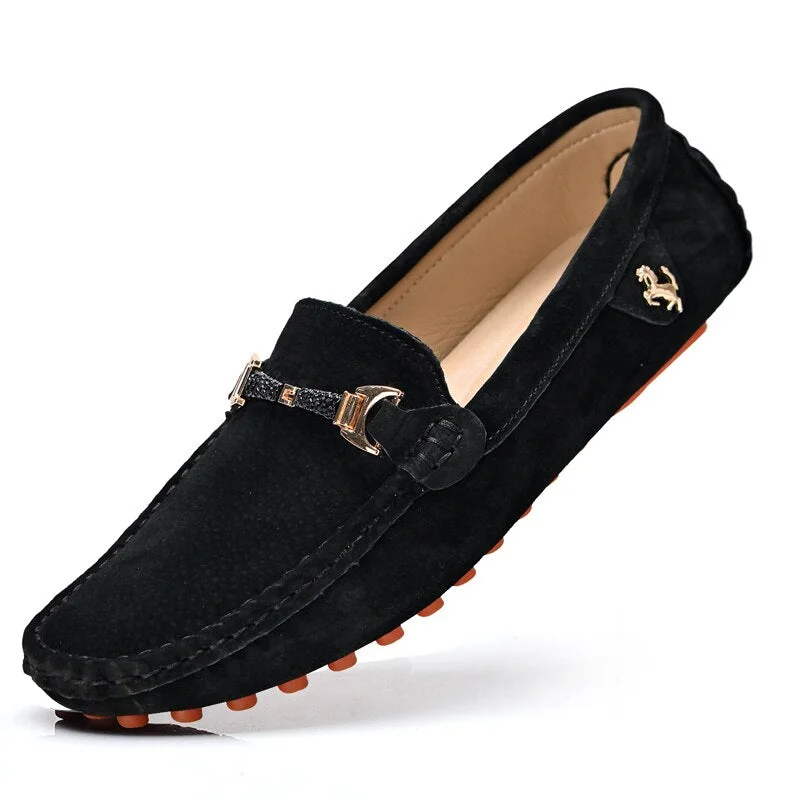 Loafers Men Fashion Suede Shoes Genuine Leather Slip-on Shoes Moccasins Soft Sole Driving Shoes for Men