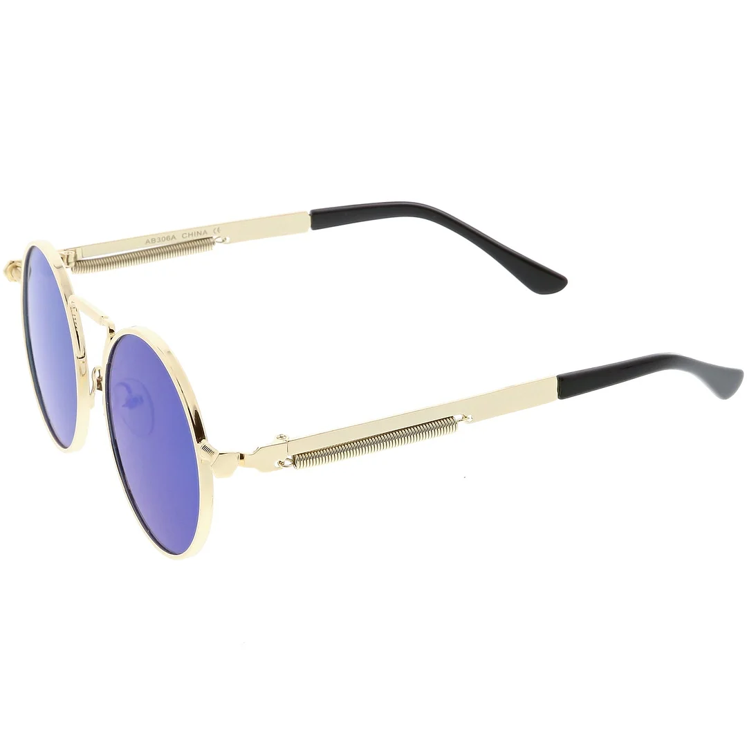 Modern Steampunk Circle glasses Unique Nose Piece Flat Lens 49mm