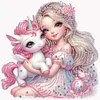 Fille rose licorne-partial sp&eacute;cial diamant peinture-30 * 30cm
