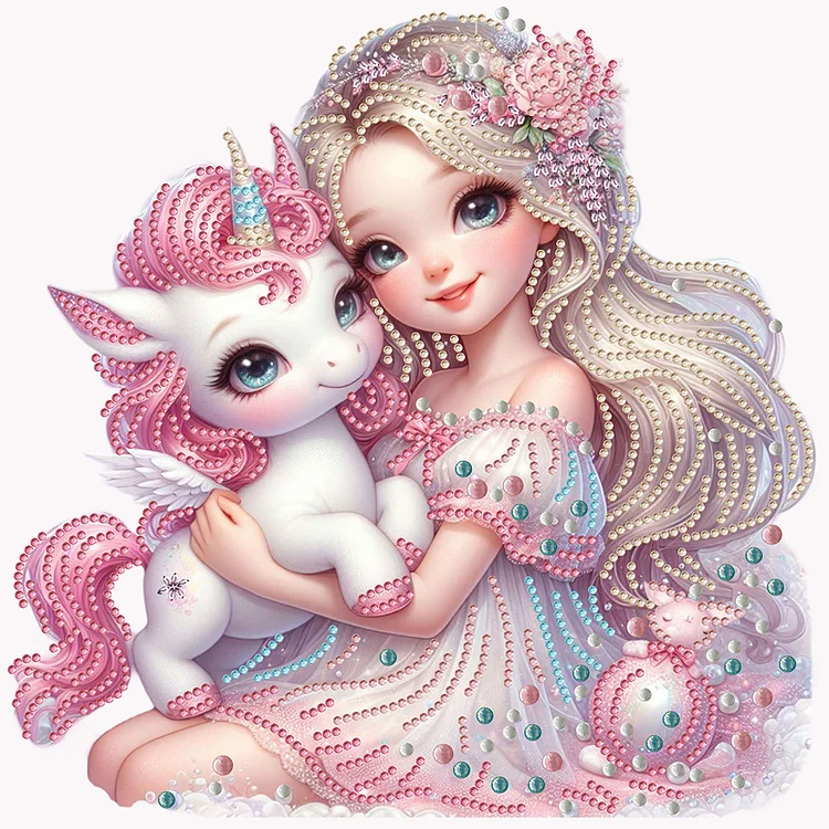 Partial Special-Shaped Diamond Painting - Pink Girl Unicorn 30*30CM