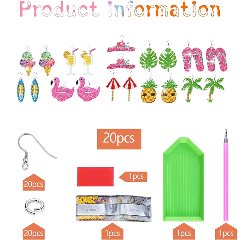 10 Pairs Pineapple Holidays Double Sided Diamond Painting Earrings for Women Girl Jewelry Crafting