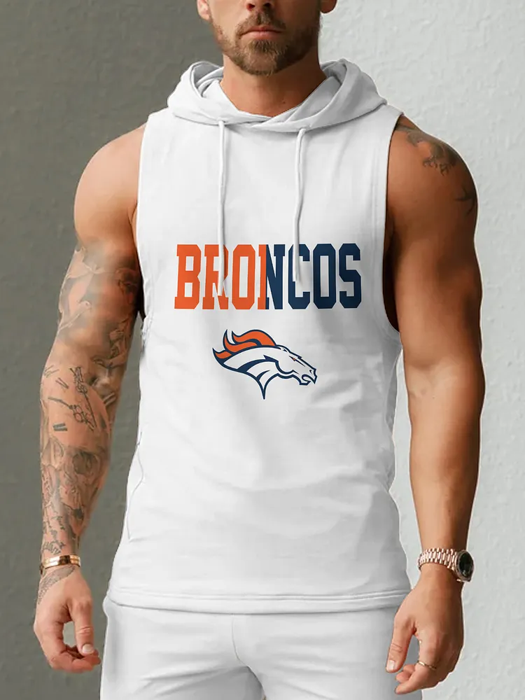 Denver Broncos Men's  Casual Comfy Sleeveless Hooded Tank Top