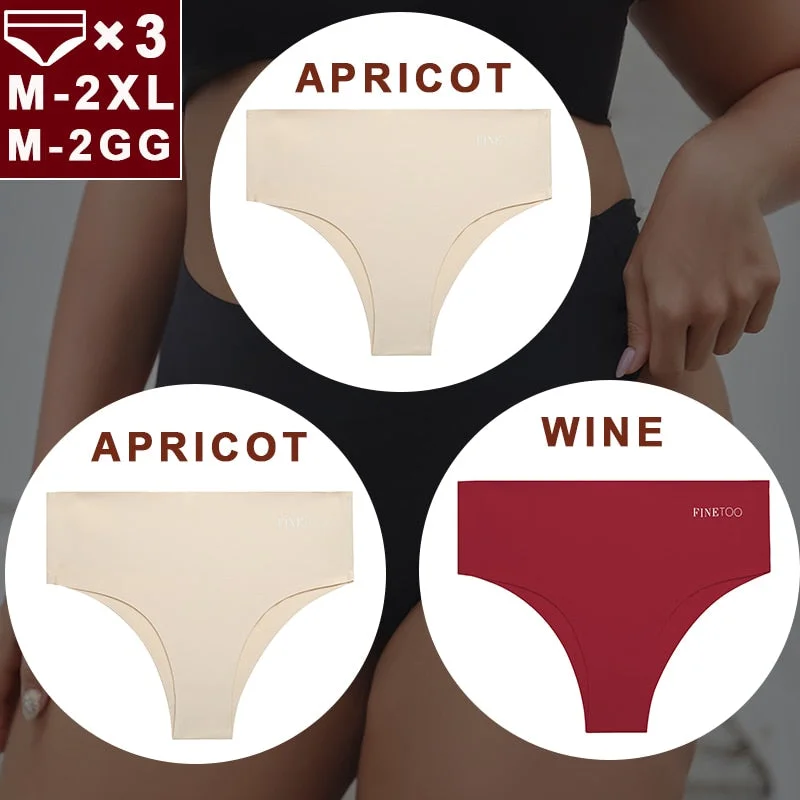 FINETOO 3PCS/Set Women Seamless Underwear Panties Ice Silk Lingerie Female Briefs Plus Size M-2XL Sexy Girls Breathable Pantys