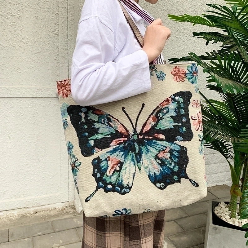 Women’s Ethnic Style Butterfly Canvas Shopping Bags