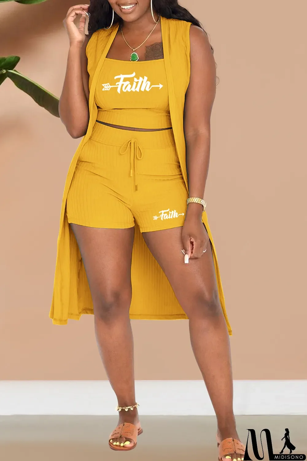 MidiSono - Pink Fashion Print Patchwork Strapless Sleeveless Three Pieces