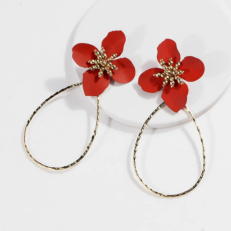 Flower Earrings Drop-Shaped Rings Ear Rings