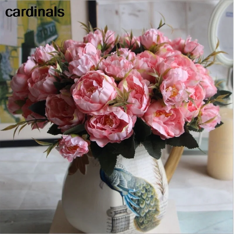 1pcs/lot Artificial Silk Flower bouquet Mini Fall Peony Bride Home Wedding Party Decoration Cheap European Fake Flowers