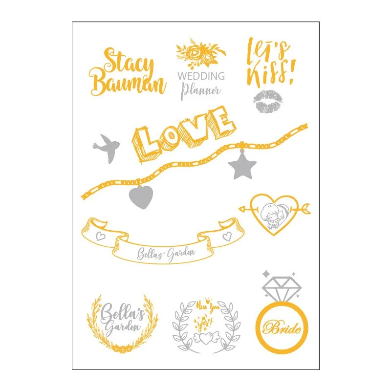 European and American wedding tattoo stickers bride wedding single bridesmaid party hot gold and silver team bride stickers