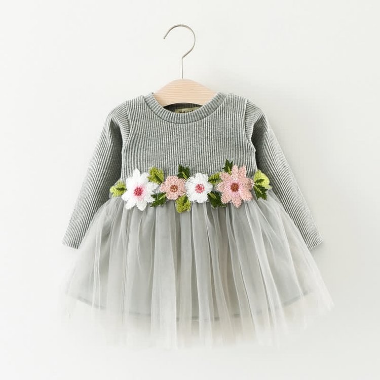 Baby Flower Stitching Mesh Dress