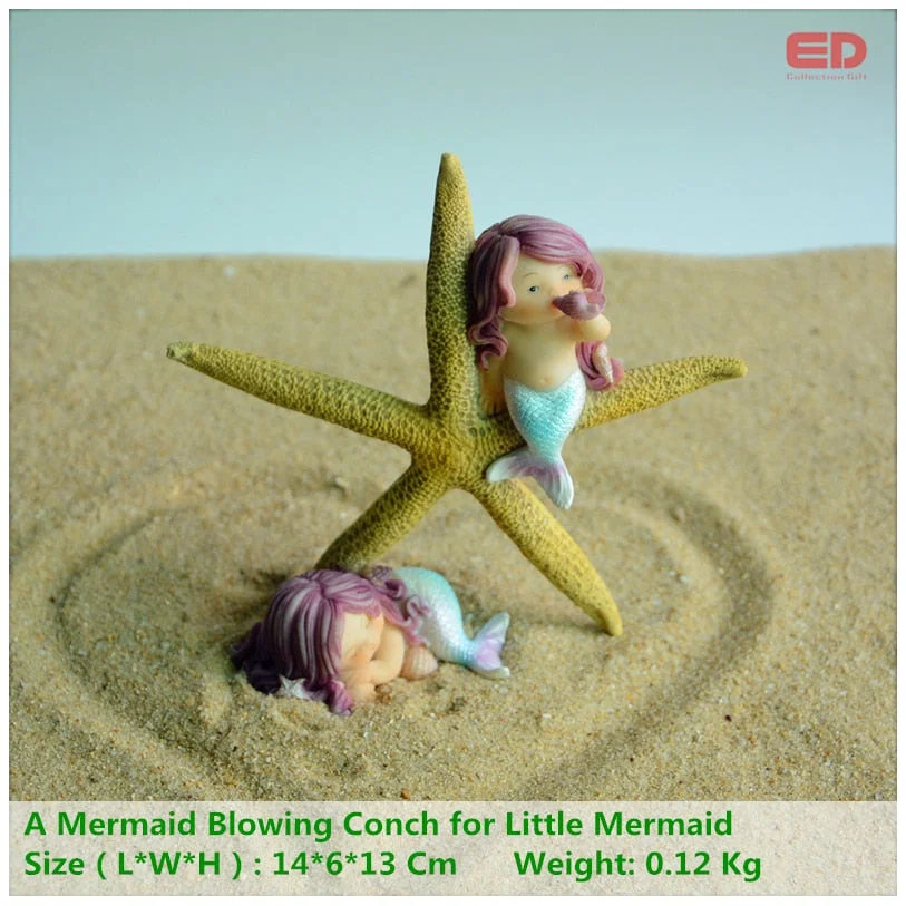 Everyday Collection Miniature Fairy Garden and Aquarium Decorations Resin Little Mermaid Starfish Ornament Blue Return Gift