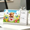 Yak Diamond Art Monthly Flip Tabletop Calendar January 2027 - December 2028 Small Desktop Calendar Planner 24 Months for Living Room Bedroom Office Desk Gift Giving