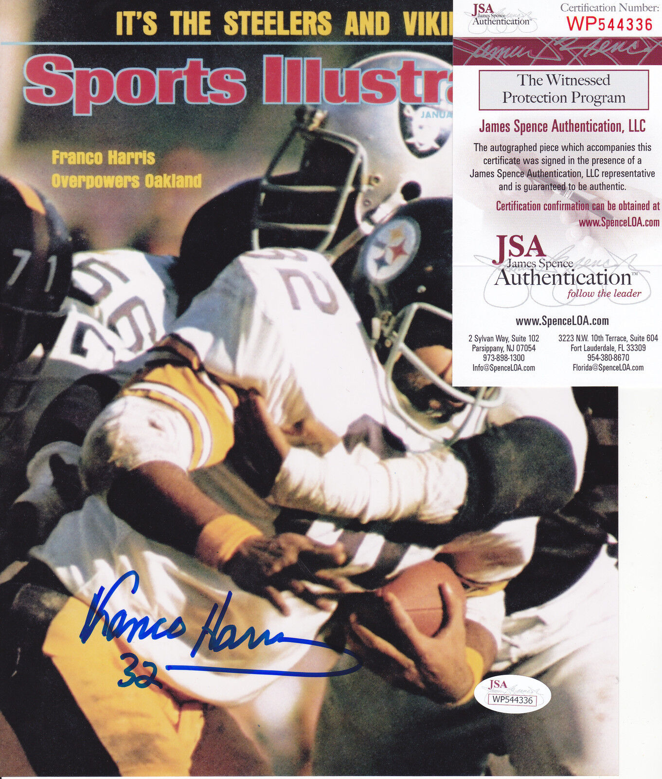 FRANCO HARRIS PITTSBURGH STEELERS JSA AUTHEN SPORTS ILLUSTRATED SIGNED 8x10