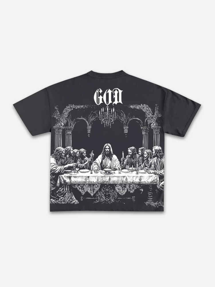 Simpfit Baumwoll-T-Shirt mit God's Supper-Print