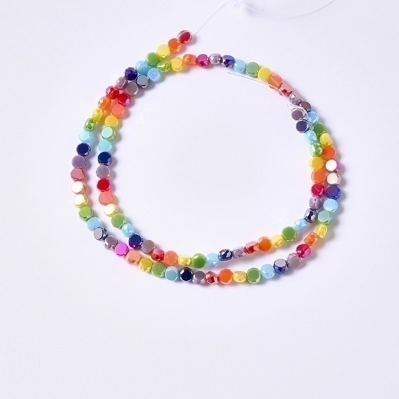 1 Strand/Package 4×2.5mm Hole Under 1mm Glass Electroplate Glass Beads Colorful Simple Beads
