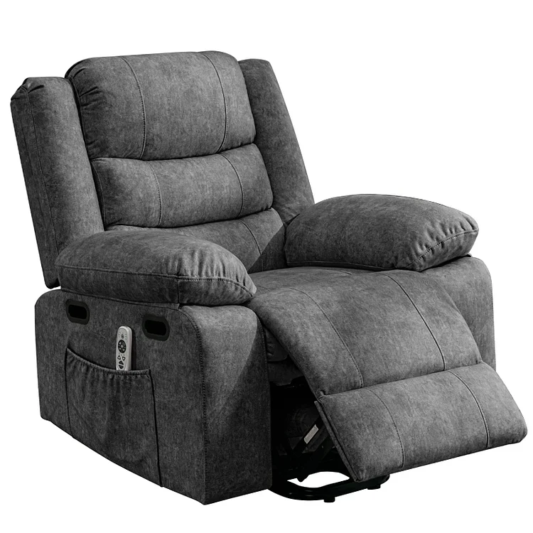 Puremind Recliner Chair for Adults, Electric Glider Recliner with Heat Vibration Function, Upholstered Modern Massage Chair with Overstuffed Armrest Backrest for Living Room Apartment Studio,Dark Grey