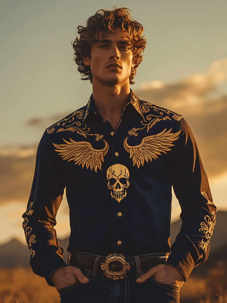 Men's Western Vintage Long Sleeve Shirt