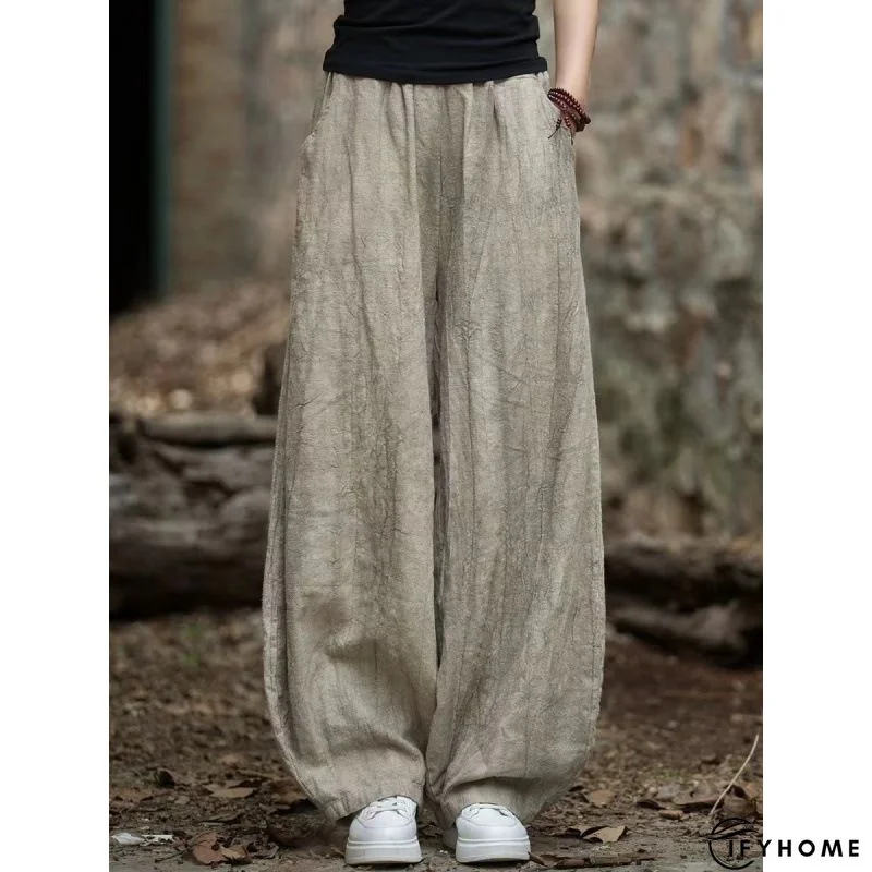 Plus Size Casual Solid Pockets Pants | IFYHOME