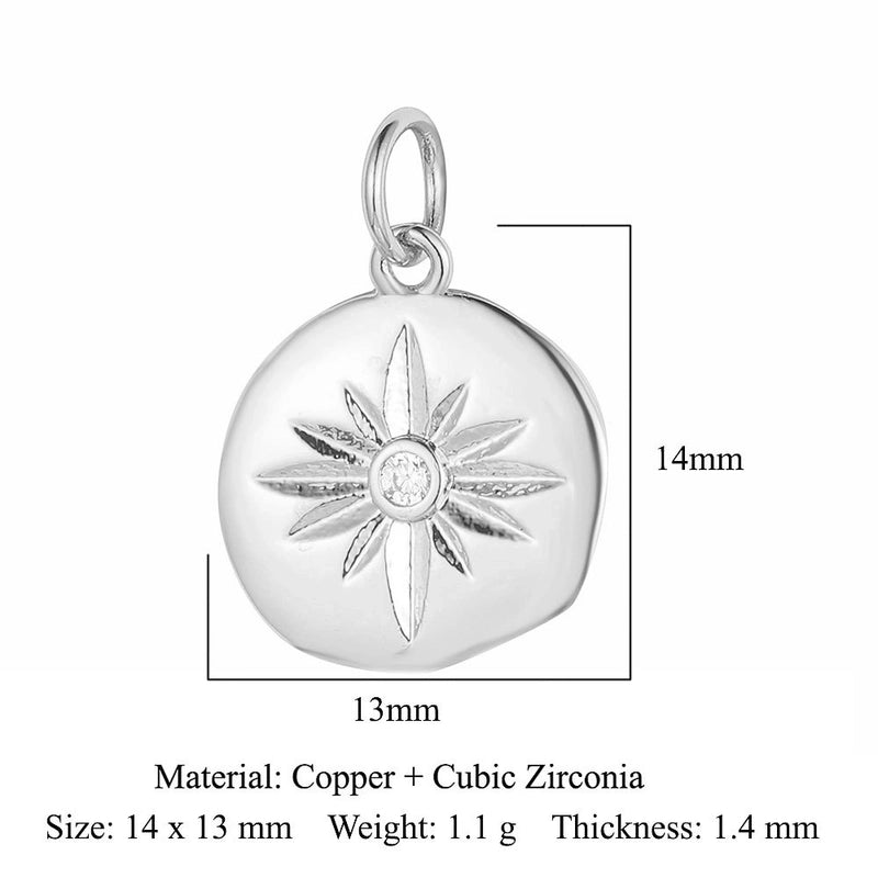 3 Pieces Copper Zircon 18K Gold Plated Star Water Droplets