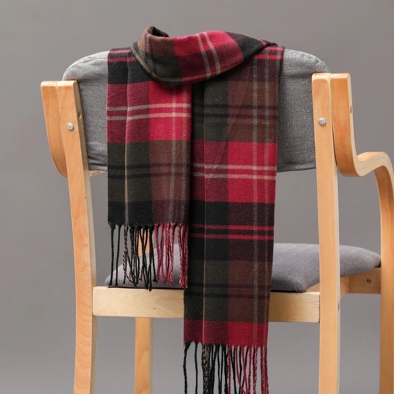 British Plaid Tassel Couple Parent-child Men’s Scarf Autumn And Winter Cashmere Plaid Scarf