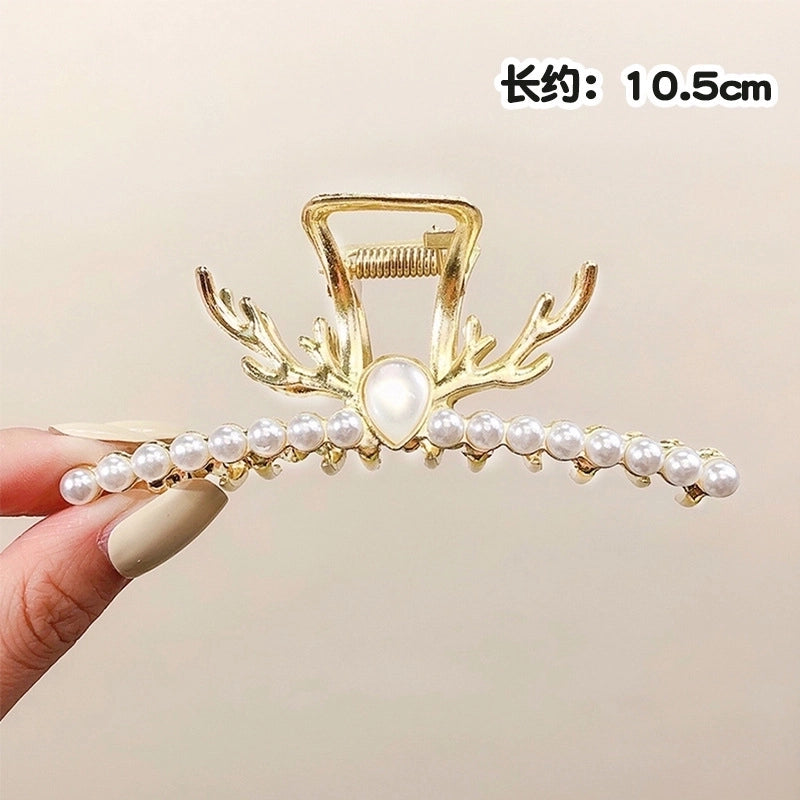 Simple Metal Catch Clip Large Shower Pearl Shark Clip