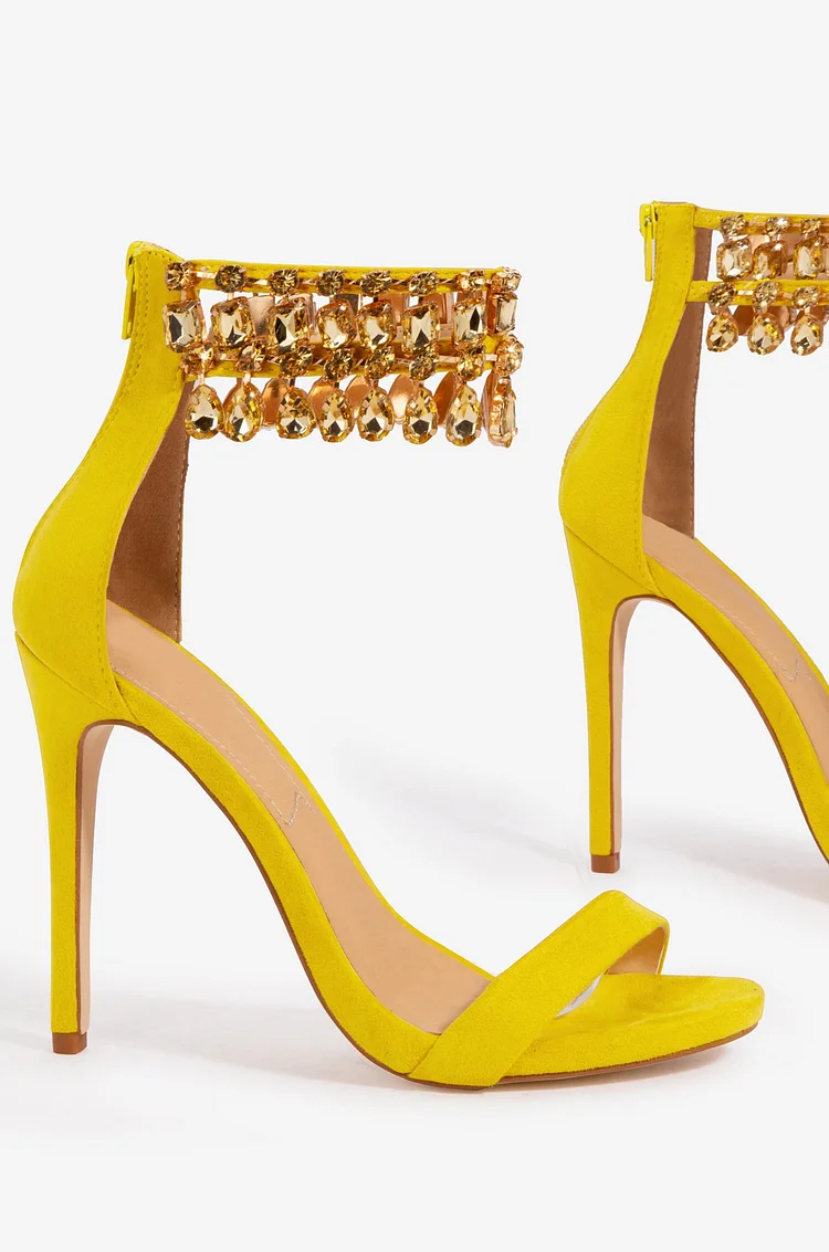 Manolo Blahnik Yellow Satin Hangisi Crystal Embellished Pointed Toe Pumps  Size 3 For Sale at 1stDibs