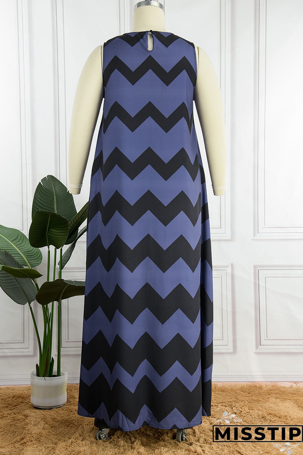 Gray Blue Daily Party Print Slit O Neck A Line Dresses