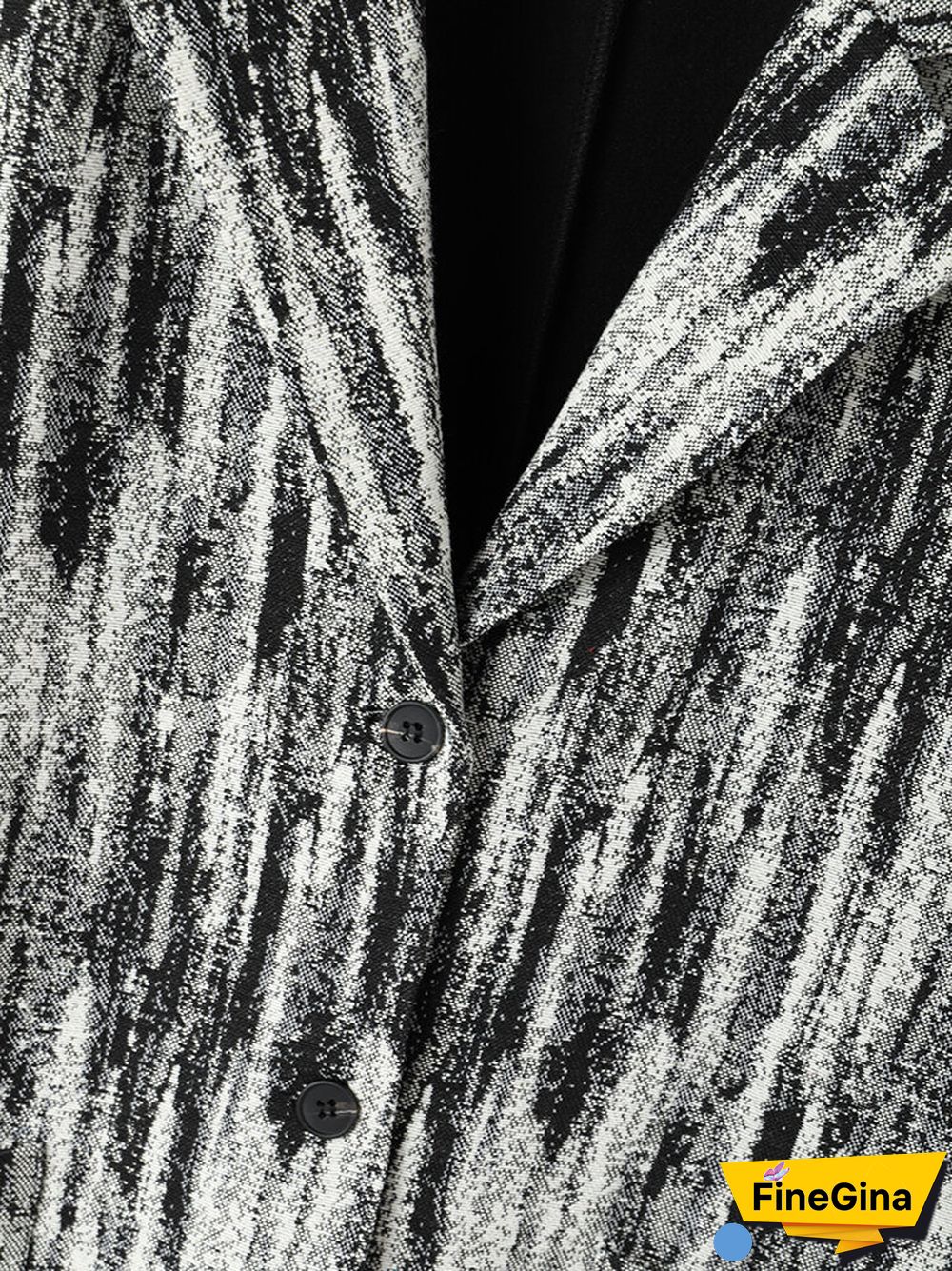 Vintage Print Pocket Button Lapel Long Sleeve Jacket