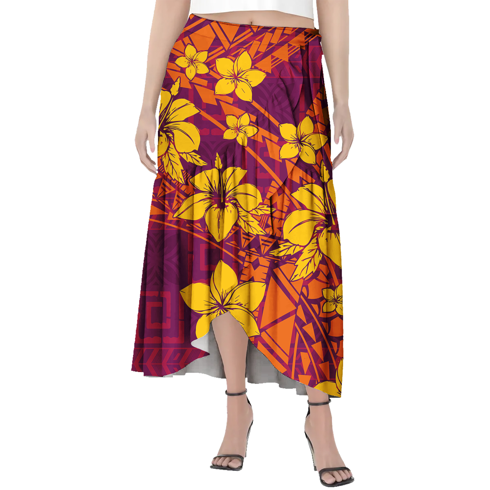 Korytires fairy dress women Fashion Summer Hawaii Long Skirts Women Vintage Print Woman Clothes Polynesian Female Maxi Skirt