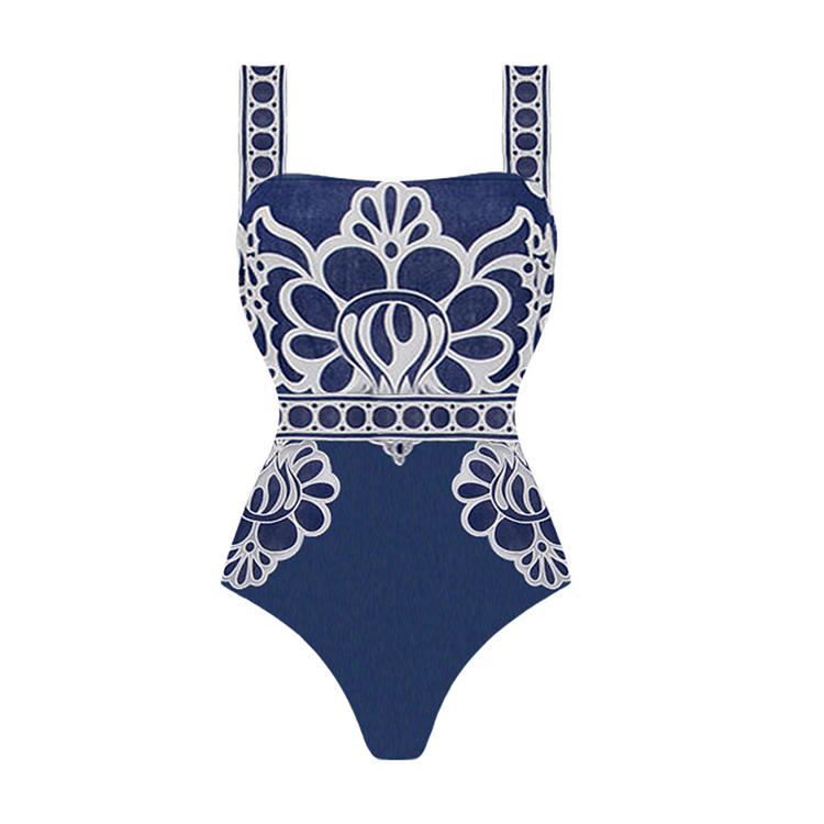 Printed One Piece Swimsuit and Skirt