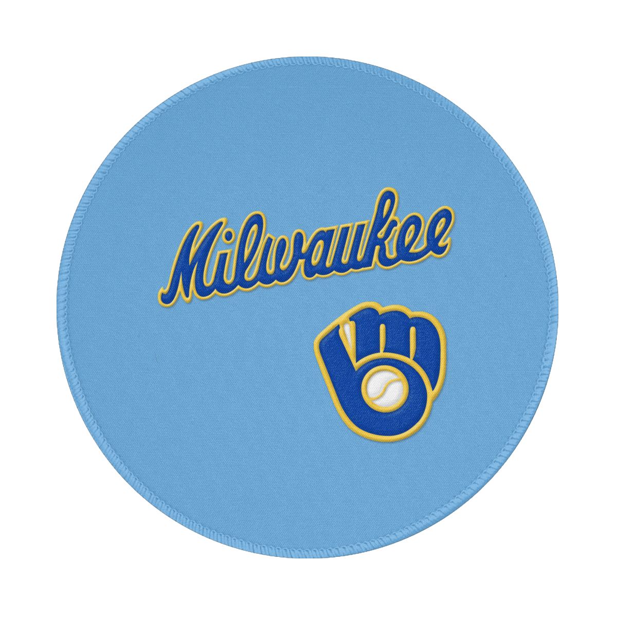Milwaukee Brewers Glove Logo Non-Slip Rubber Round Mouse Pad