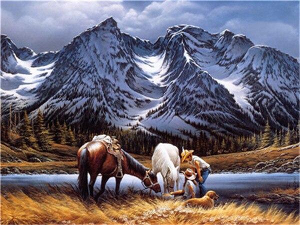 

Horses In Mountains – Paint By Numbers - 40*50CM, 501 Original