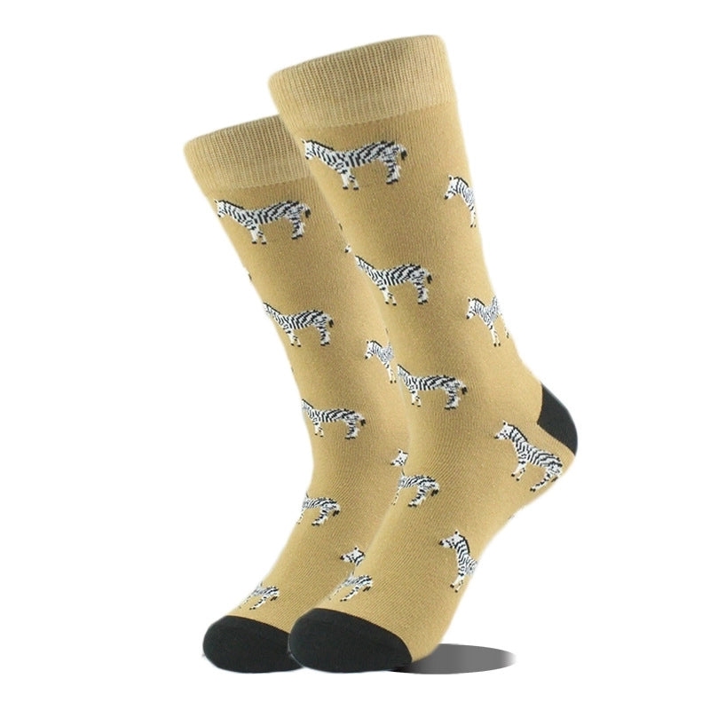 Unisex Cute Printing Animal Color Block Cotton Ankle Socks A Pair