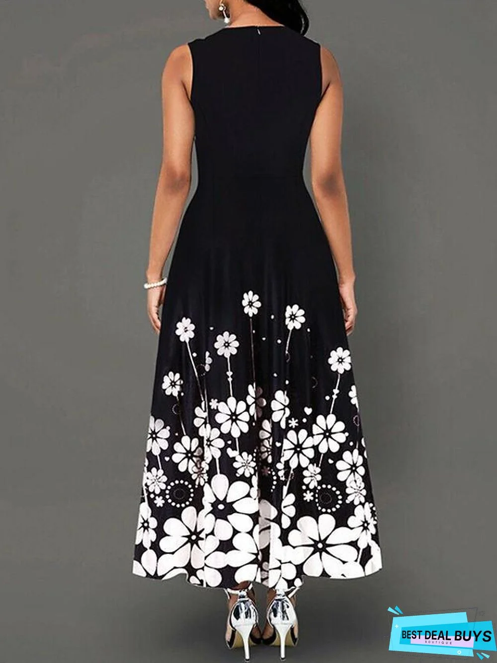 Women's A-Line Dress Maxi Long Dress Sleeveless Print Summer Casual White Black Blue Purple Wine Green White Dresses