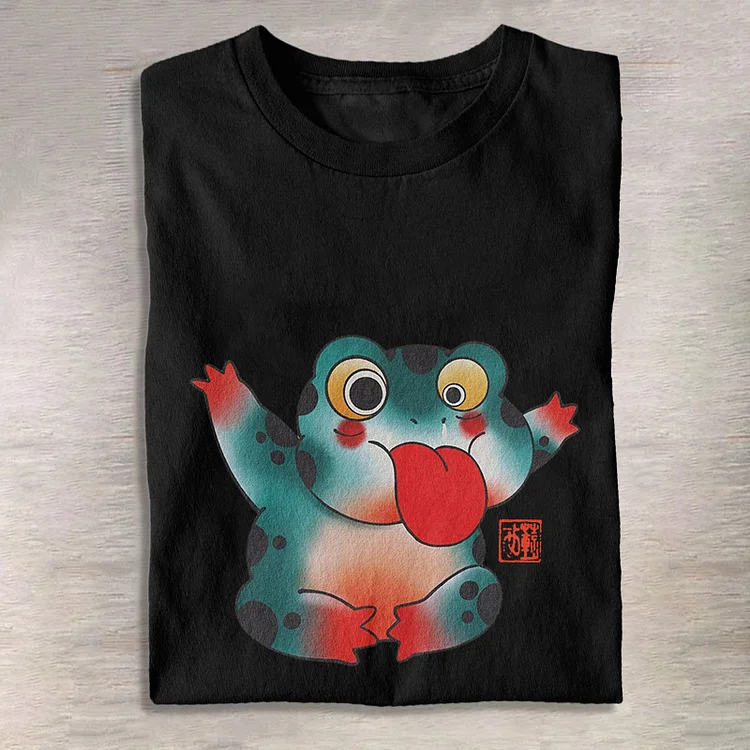 Japanese Cute Frog Print T-shirt