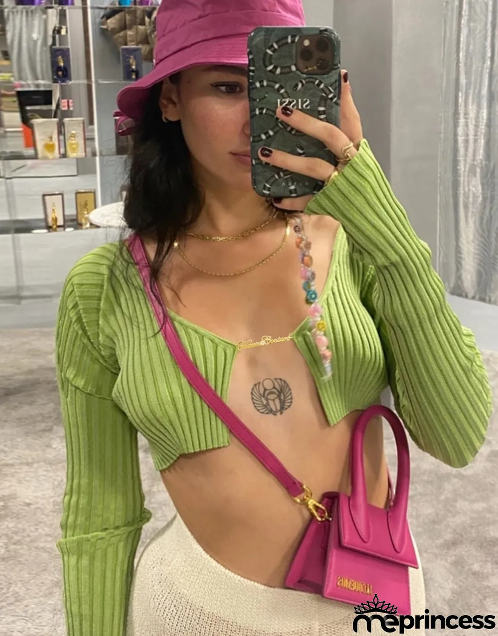 Autumn Party Sexy Knit Green Crop Top