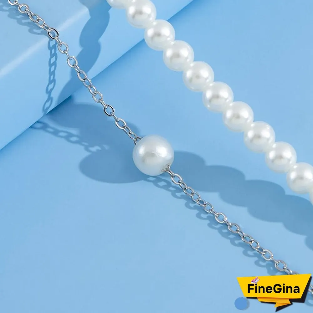 Two-Piece Layered Pearl Anklet Set