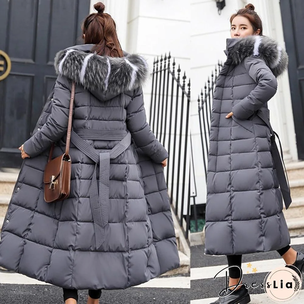 Winter Women's Down Coat Cotton-Padded Warm Thickened Long Jacket Down Parka Plus Size