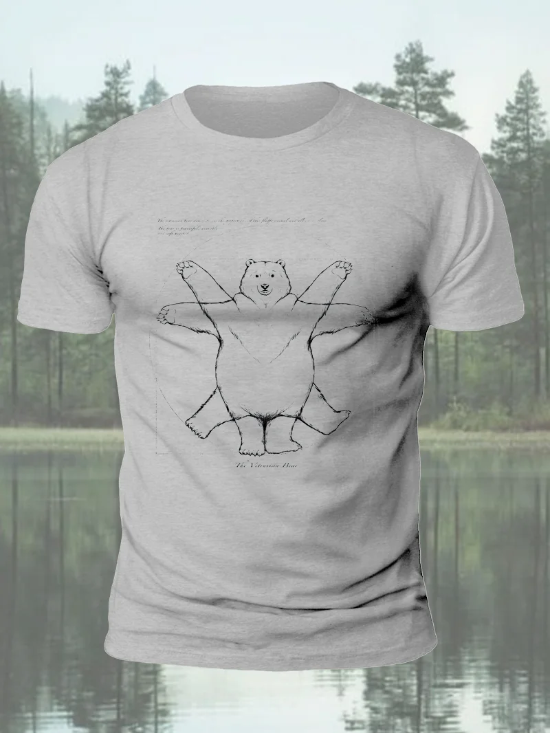 Simple Polar Bear Print Short Sleeve Men's T-Shirt in  mildstyles