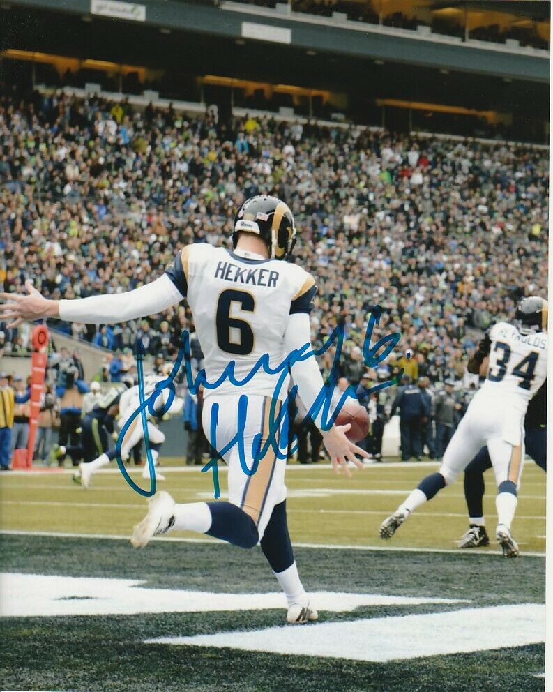 JOHNNY HEKKER SIGNED LOS ANGELES LA RAMS PUNTER 8x10 Photo Poster painting #1 NFL EXACT PROOF!