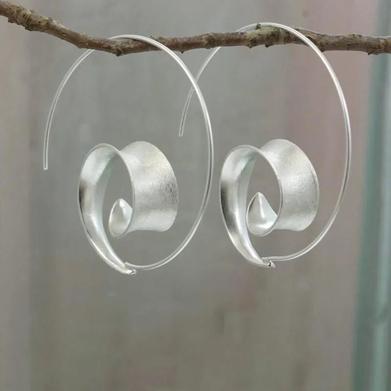 Cifeeo  Gypsy Spiral Gold Color Metal Swirl Earrings Steampunk Jewelry Boho Tribal Dangle Earrings For Women Pendientes