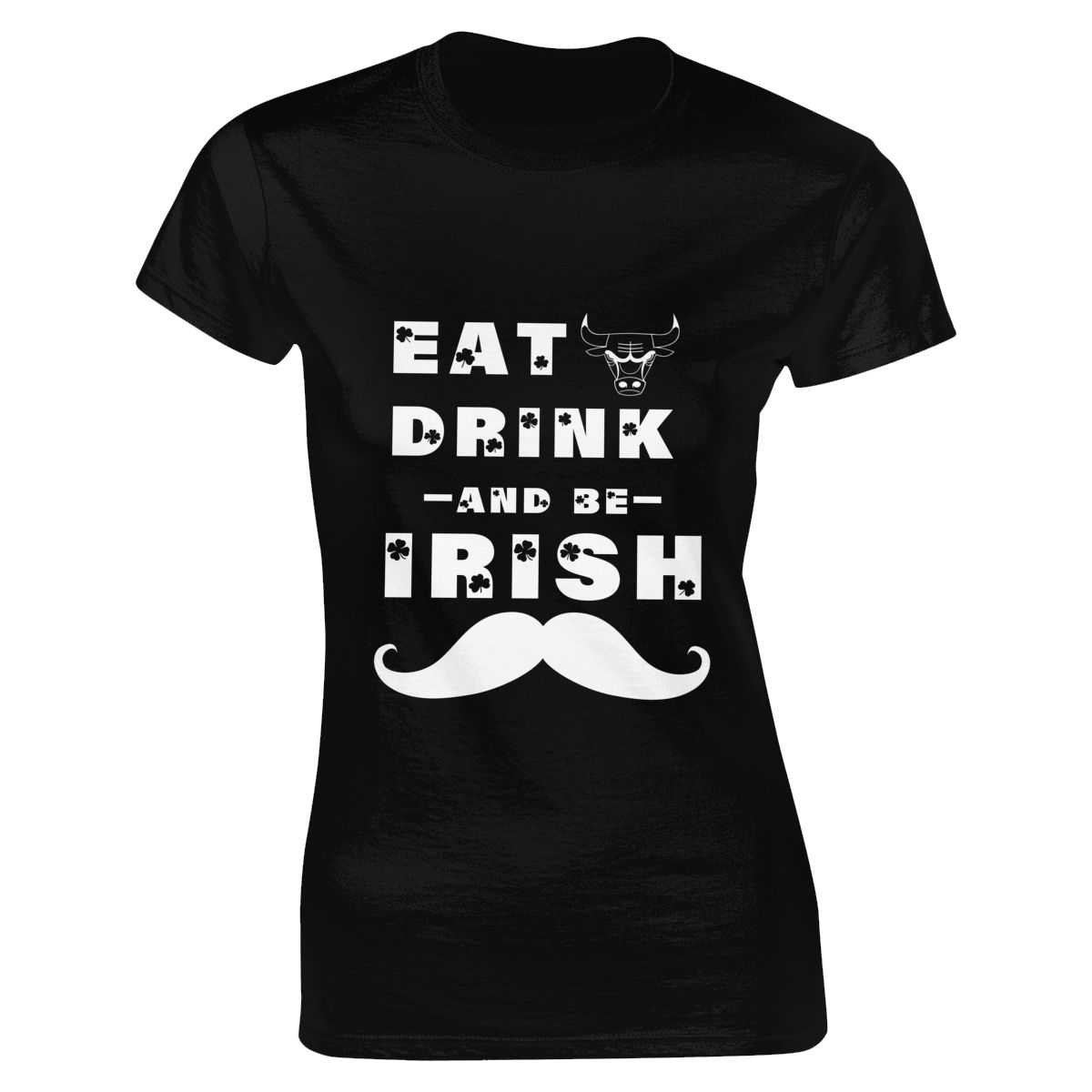 Chicago Bulls St. Patrick's Day Eat Drink And Be Irish Women's Soft Cotton T-Shirt