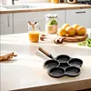 5 Round Holes Egg Frying Pan Cast Iron Omelet Pan for Gas Stove Induction Cooker
