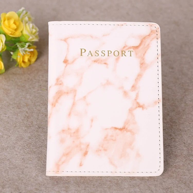 Travel Accessories Vintage Marble Passport Holder ID Cover Women Men Portable Bank Card Passport Business PU Leather Wallet Case