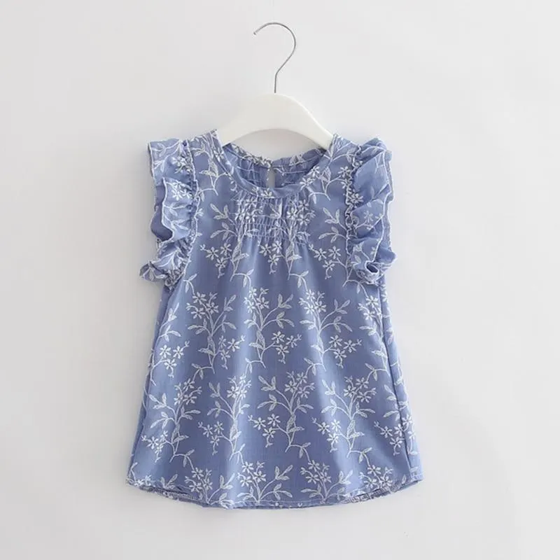 1-6 Years Baby Girls Sleeveless Princess Dresses Summer Kids Floral Printed Dress Girl Pure Cotton Dress Children Clothing